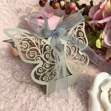 Load image into Gallery viewer, Butterfly Laser Cut Butterfly Favors Boxes- Gifts Candy Boxes With Ribbon for Your Party
