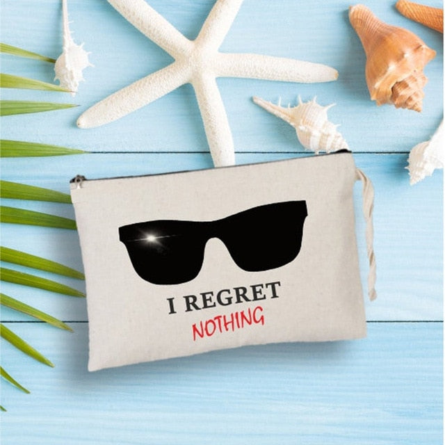 Cute Bridal Make Up Bag - Regret Nothing - Emergency Kit Recovery Bag for Bachelorette Party Bridal Shower