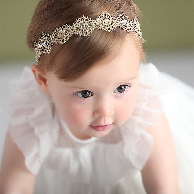 New Hair Accessories for Little Girls - Baby Flower and Crown Headbands Assorted Bow Pearl Lace Hair Band
