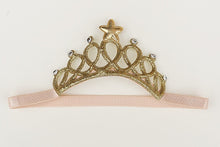 Load image into Gallery viewer, gold crown little girl baby headband
