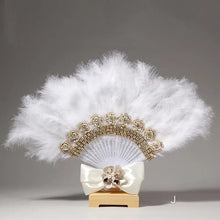 Load image into Gallery viewer, Beautiful Fancy and Elegant Feather and Lace Bridal Fans
