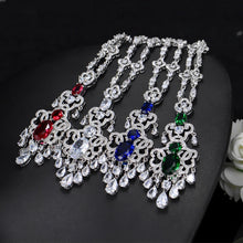 Load image into Gallery viewer, Top Quality Royal Cubic Zirconia Big Statement Earring Necklace Set-Evening-Jewelry
