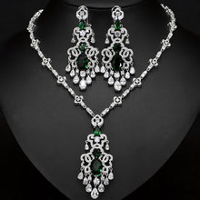 Load image into Gallery viewer, Top Quality Royal Cubic Zirconia Big Statement Earring Necklace Set-Evening-Jewelry
