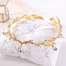Load image into Gallery viewer, Vintage Crystal Bridal Hair Accessory for Bride - Wedding Rhinestone Waterdrop Leaf Tiara Crown

