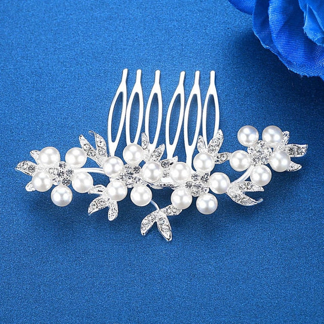 Luxury Handmade Rhinestone Bridal or Quinceañera Hair Combs/Pins Crystal Flower Pearls Wedding Bride Hair Jewelry Accessories Hair Ornaments
