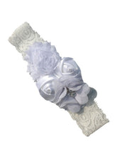 Load image into Gallery viewer, Luxury Baby Rose Headband-Newborn-Soft Elastic Hair Band Rhinestone Detail and Lace
