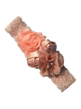 Load image into Gallery viewer, Luxury Baby Rose Headband-Newborn-Soft Elastic Hair Band Rhinestone Detail and Lace
