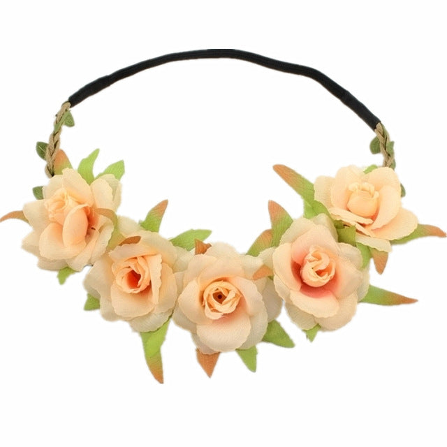Bohemian Romance Rose Headband-Bride or Bridesmaids Hair Wreath