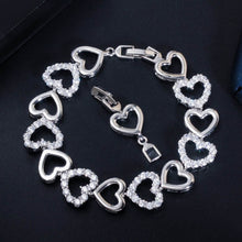 Load image into Gallery viewer, Hearts all Around Cubic Zirconia Gold or Silver Tone Bracelet
