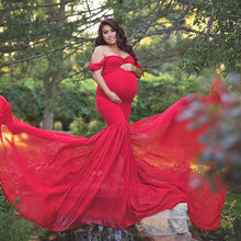 Load image into Gallery viewer, Pregnancy Cloth Cotton-Chiffon Maternity Off Shoulder Gown-Dress
