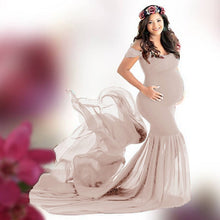 Load image into Gallery viewer, Pregnancy Cloth Cotton-Chiffon Maternity Off Shoulder Gown-Dress
