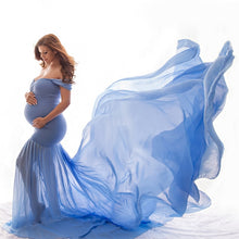 Load image into Gallery viewer, Pregnancy Cloth Cotton-Chiffon Maternity Off Shoulder Gown-Dress
