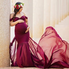 Load image into Gallery viewer, Pregnancy Cloth Cotton-Chiffon Maternity Off Shoulder Gown-Dress
