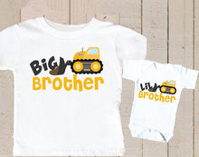Load image into Gallery viewer, Big Brother Little Brother Gift Construction Truck T-shirt tee shirts for boys tops matching outfits new baby
