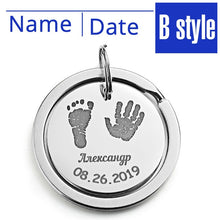 Load image into Gallery viewer, Personalized Baby Keychain Name Date Of Birth Weight Height For Newborn Commemorate Customized Keyring New Mom Dad Gift
