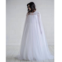 Load image into Gallery viewer, White Bridal Tulle Long Cape-Bride-Wedding-Quinceañera
