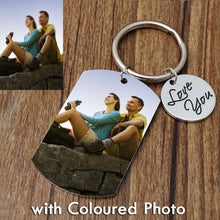 Load image into Gallery viewer, Personalized Photo Keychain-Gift for Couples-Engraved Picture Key Chain-Custom Photo Keychain-Gift for Him
