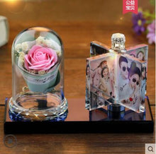 Load image into Gallery viewer, Personalized Photo Frame Custom Photo Gift with Flower and Light
