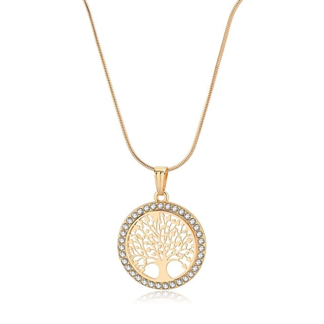 Luxury Gold Tree of Life Jewelry Sets Necklace Earrings Bracelets For Women Bridal Elegant Lady Wedding Jewelry Set