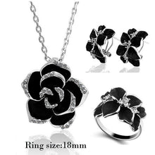 Load image into Gallery viewer, Fashion Rose Flower Enamel Jewelry Set Rose Gold Color Black Painting Bridal Jewelry Sets for Women Wedding 82606
