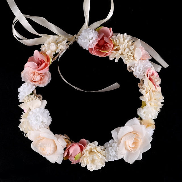 Bohemian Hair Wreath - Bridal Floral Hair Wreath