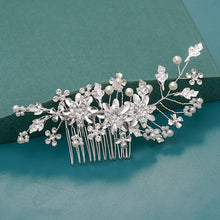 Load image into Gallery viewer, Silver Wedding Hair Combs Leaf Flower Design Bridal Hair Accessories
