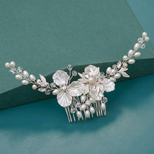 Load image into Gallery viewer, Silver Wedding Hair Combs Leaf Flower Design Bridal Hair Accessories
