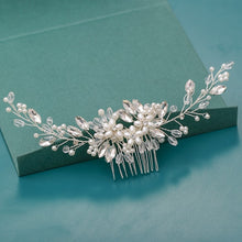 Load image into Gallery viewer, Silver Wedding Hair Combs Leaf Flower Design Bridal Hair Accessories
