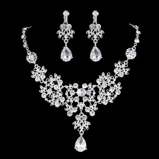 High Quality Fashion Crystalline Bridal Jewelry Sets-Bride-Tiara-Crowns-Earring-Necklace Wedding Jewelry