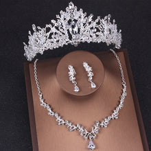 Load image into Gallery viewer, Luxury Heart Crystal Bridal Jewelry Sets Wedding Cubic Zircon Crown Tiaras Earring Choker Necklace Set
