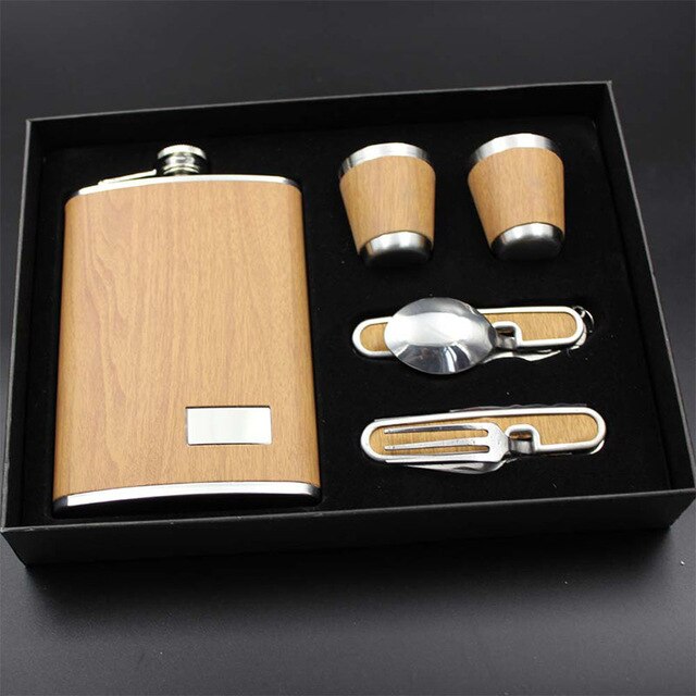Metal Flask Bottle Gift Set with Box Stainless Steel Pocket Flask Party Gifts For Groomsmen Wedding