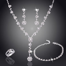 Load image into Gallery viewer, Silver Tone CZ Crystal Bridal Necklace and Earring Sets
