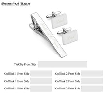 Load image into Gallery viewer, Personalized Master Customized Name Stainless Steel Cufflinks Tie Clip Set
