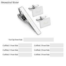 Load image into Gallery viewer, Personalized Master Customized Name Stainless Steel Cufflinks Tie Clip Set
