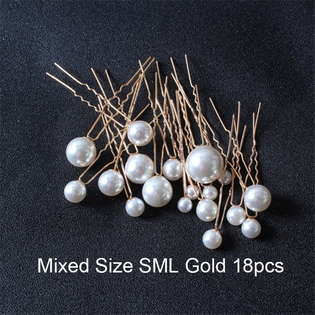 Women U Shape Hair Clips Bobby Pins for Women Girls Brides Hairstyling Tools Accessories Crystal Pearl Hairpins Metal Barrettes