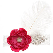 Load image into Gallery viewer, Precious Angelic Princess Flower Girl Feather Lace Headband-Rose Rhinestone Head Wear

