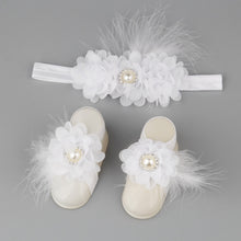 Load image into Gallery viewer, Boutique Chiffon Flower Headband with Barefoot Feather Sandals for Newborn-Babies
