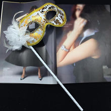 Load image into Gallery viewer, Venetian Masquerade Eye Mask On Stick Mardi Gras-Halloween-Quinceañera- Party-Prom-Fantasy Ball
