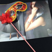 Load image into Gallery viewer, Venetian Masquerade Eye Mask On Stick Mardi Gras-Halloween-Quinceañera- Party-Prom-Fantasy Ball
