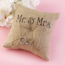 Load image into Gallery viewer, Rustic Country Charm Burlap Wedding Ring Bearer Pillow
