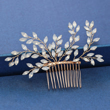 Load image into Gallery viewer, Gold Wedding Hair Combs Leaf Flower Design Bridal Hair Accessories
