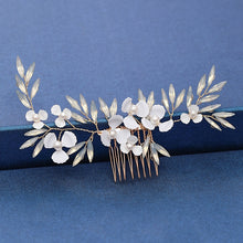 Load image into Gallery viewer, Gold Wedding Hair Combs Leaf Flower Design Bridal Hair Accessories
