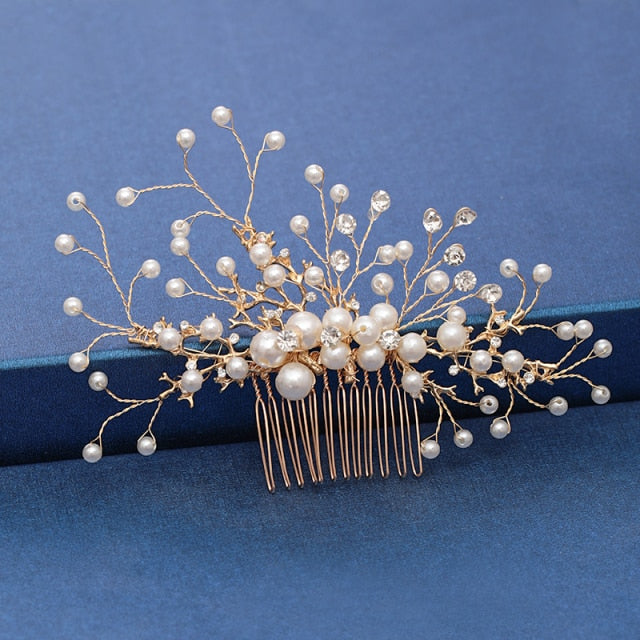 Gold Wedding Hair Combs Leaf Flower Design Bridal Hair Accessories