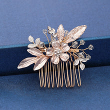 Load image into Gallery viewer, Gold Wedding Hair Combs Leaf Flower Design Bridal Hair Accessories
