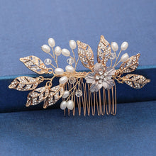 Load image into Gallery viewer, Gold Wedding Hair Combs Leaf Flower Design Bridal Hair Accessories
