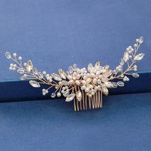 Load image into Gallery viewer, Gold Wedding Hair Combs Leaf Flower Design Bridal Hair Accessories
