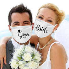 Load image into Gallery viewer, Groom Bride to be Masks - Bridesmaid gift Wedding engagement bachelorette party bridal shower Couple Honeymoon travel masks
