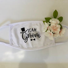 Load image into Gallery viewer, Groom Bride to be Masks - Bridesmaid gift Wedding engagement bachelorette party bridal shower Couple Honeymoon travel masks
