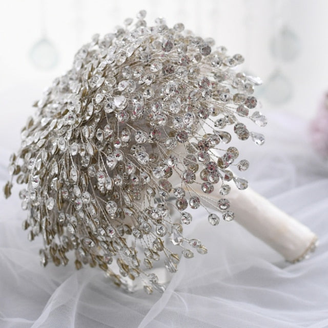 Silver or Gold Rhinestone Bridal Bouquet-for Wedding-Accessories-Jewelry Bouquet