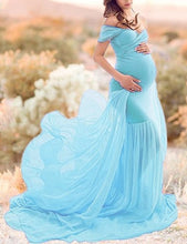 Load image into Gallery viewer, Pregnancy Cloth Cotton-Chiffon Maternity Off Shoulder Gown-Dress
